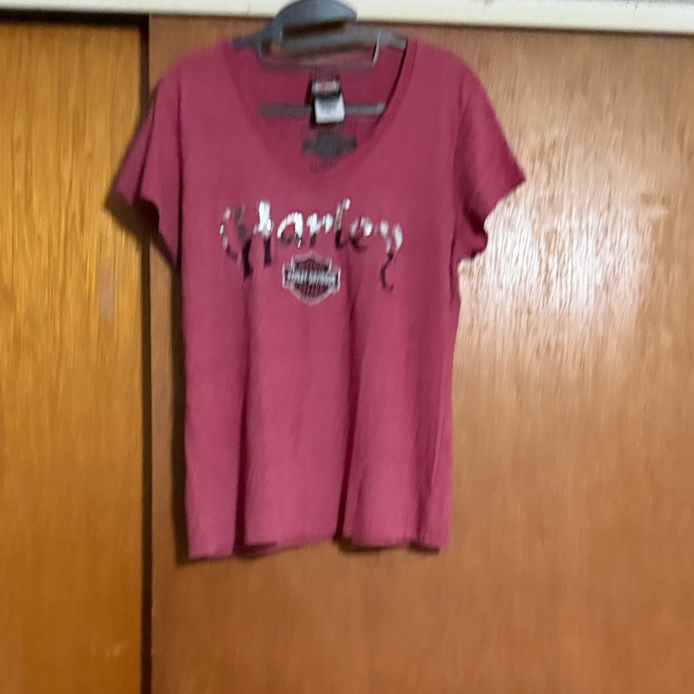 Harley-Davidson Women's Burgundy Graphic Tee with Sequin Logo